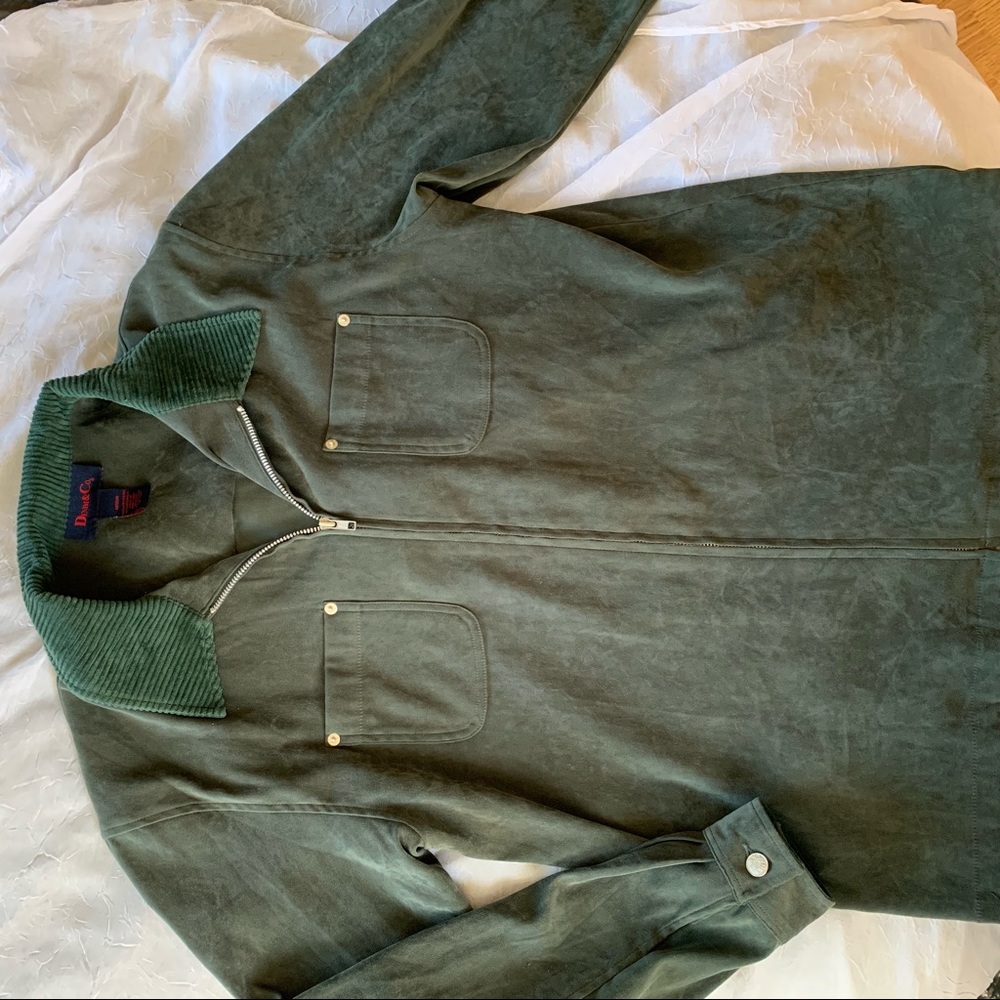 Velvet jacket, zip, long sleeve, green
